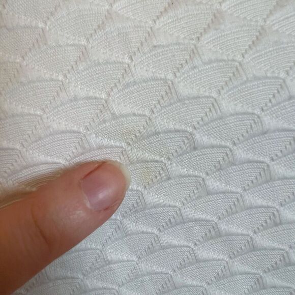 Vintage 1990s Mary McFadden Collection White Shift Dress Pearl Bridal Size 10 - Picture 7 of 7